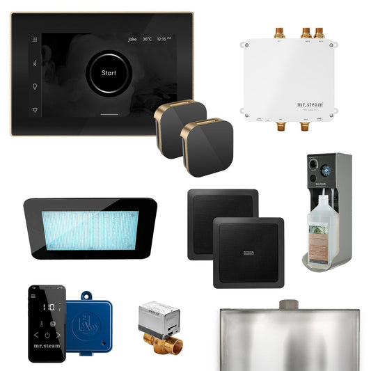 MrSteam Bliss Max 36" Programmable Steam Generator Control Kit With iSteamX Control and Aroma Glass Steamhead in Black Brushed Bronze