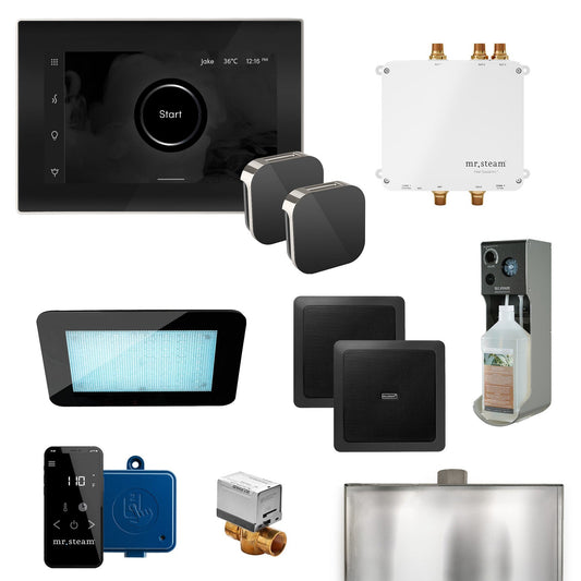 MrSteam Bliss Max 36" Programmable Steam Generator Control Kit With iSteamX Control and Aroma Glass Steamhead in Black Polished Nickel