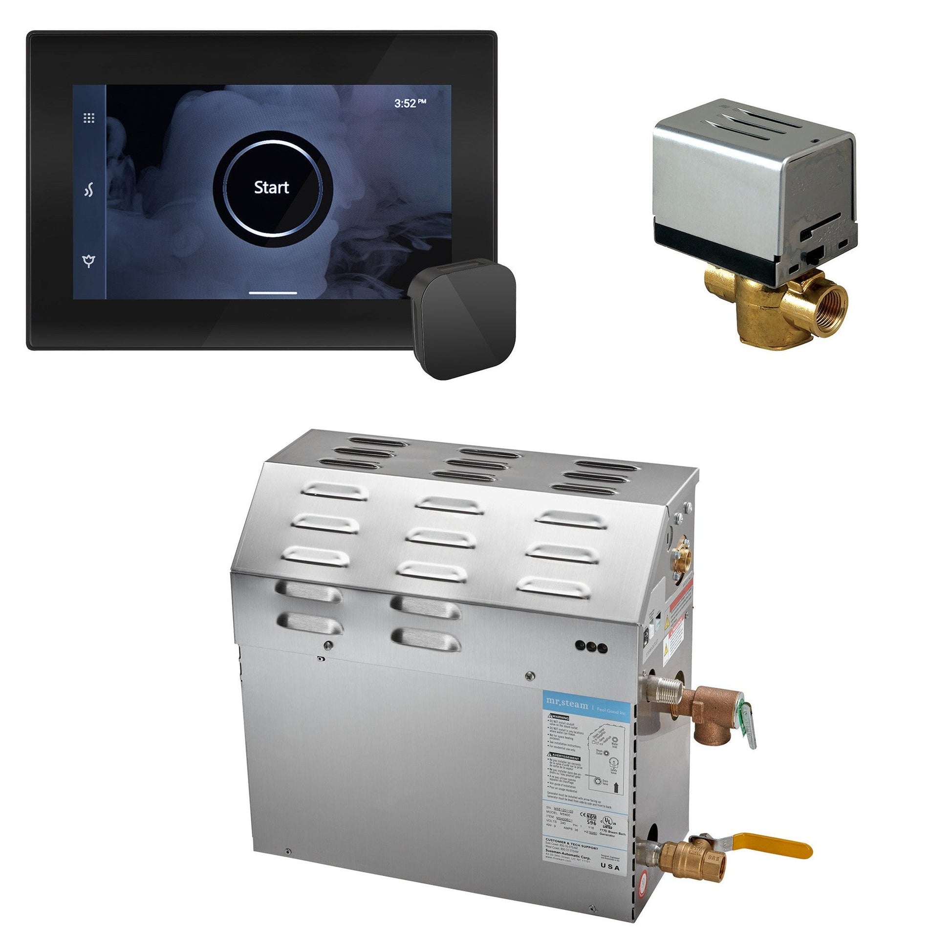 MrSteam MS (iSteamX) 24" 6 kW (6000 W) Steam Shower Generator Package with iSteamX Control in Black Matte Black