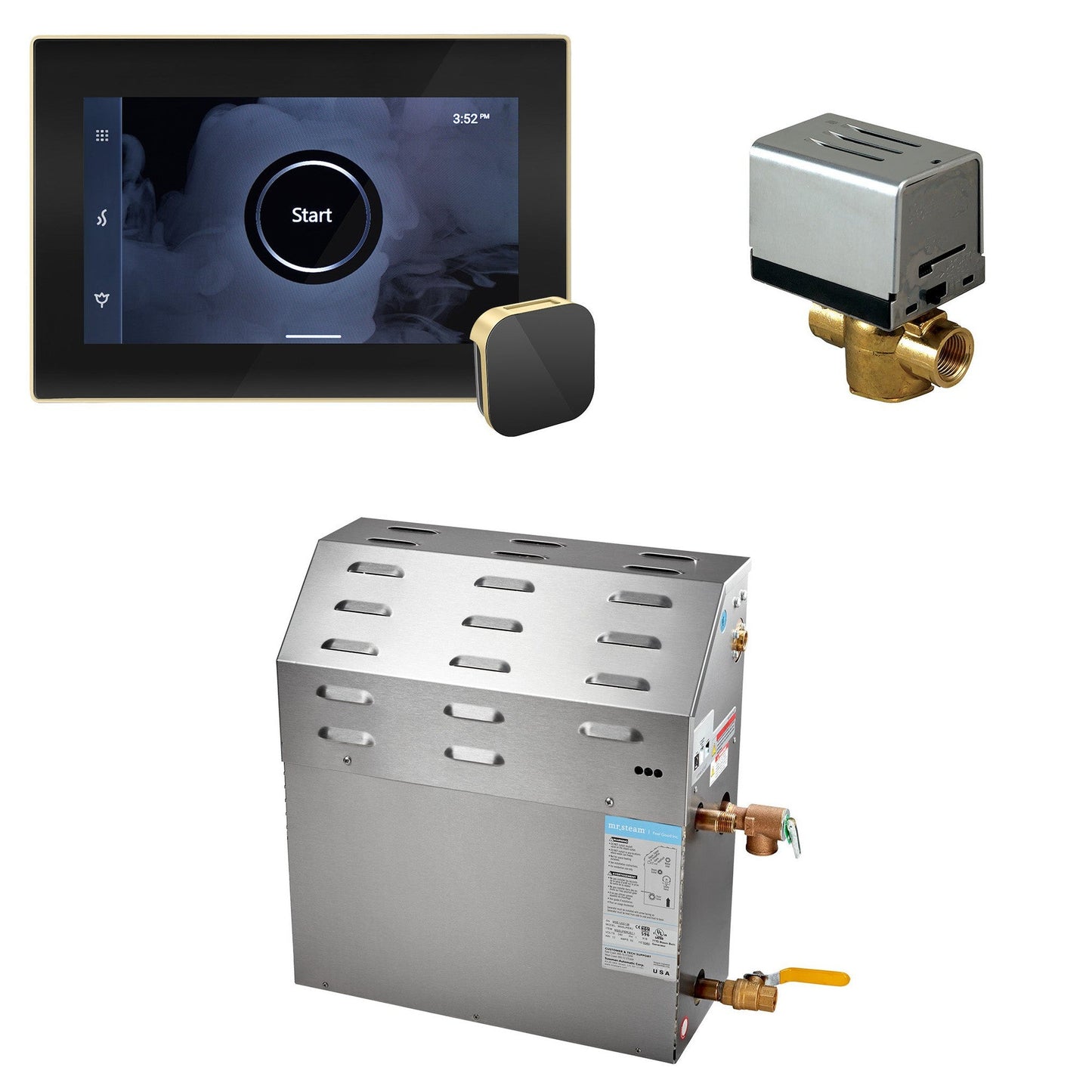 MrSteam Super (iSteamX) 23" 10 kW (10000 W) Steam Shower Generator Package with iSteamX Control in Black Satin Brass