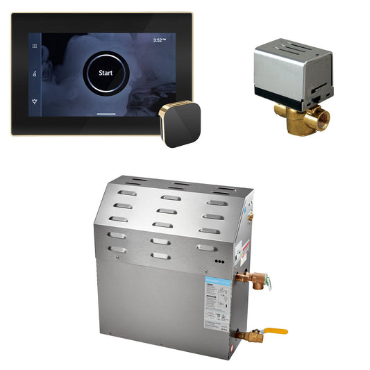 MrSteam Super (iSteamX) 23" 15 kW (15000 W) Steam Shower Generator Package with iSteamX Control in Black Polished Brass