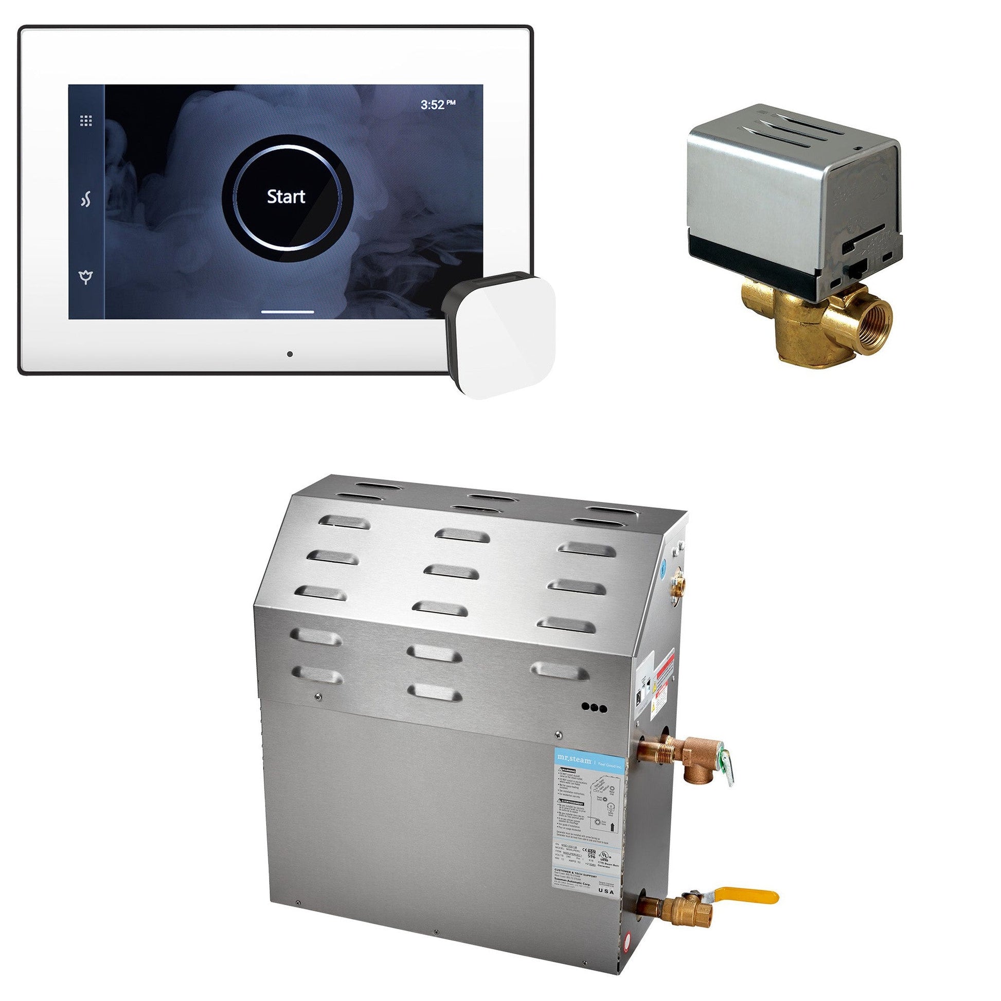 MrSteam Super (iSteamX) 23" 15 kW (15000 W) Steam Shower Generator Package with iSteamX Control in White Matte Black