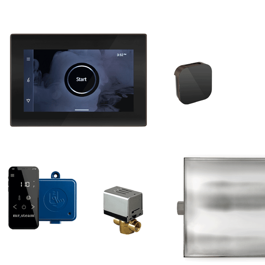 MrSteam XButler 13" Steam Shower Control Package with iSteamX Control and Aroma Glass SteamHead in Black Oil Rubbed Bronze