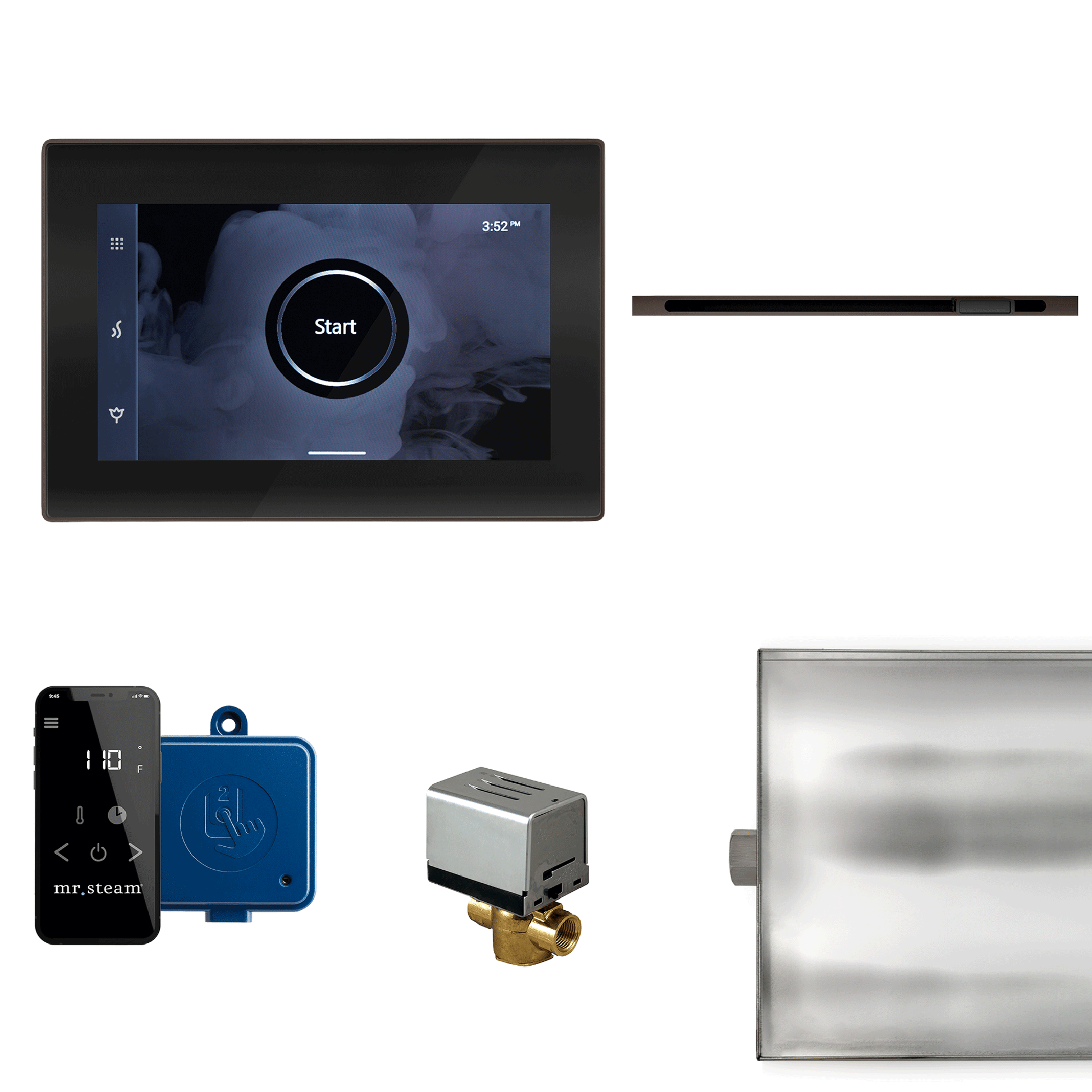 MrSteam XButler Linear 13" Steam Shower Control Package with iSteamX Control and Linear SteamHead in Black Oil Rubbed Bronze