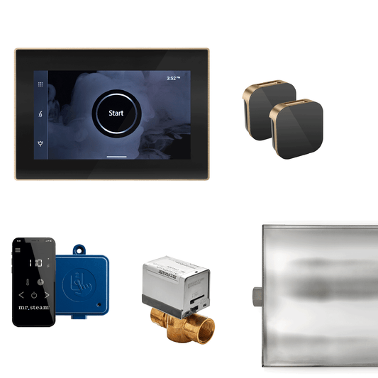 MrSteam XButler Max 32" Steam Shower Control Package with iSteamX Control and Aroma Glass SteamHead in Black Brushed Bronze