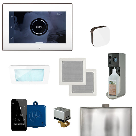 MrSteam XDream 22" Steam Shower Control Package with iSteamX Control and Aroma Glass SteamHead in White Oil Rubbed Bronze