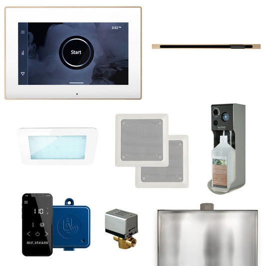 MrSteam XDream Linear 22" Steam Shower Control Package with iSteamX Control and Linear SteamHead in White Brushed Bronze