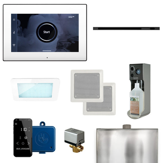 MrSteam XDream Linear 22" Steam Shower Control Package with iSteamX Control and Linear SteamHead in White Matte Black