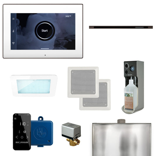 MrSteam XDream Linear 22" Steam Shower Control Package with iSteamX Control and Linear SteamHead in White Oil Rubbed Bronze