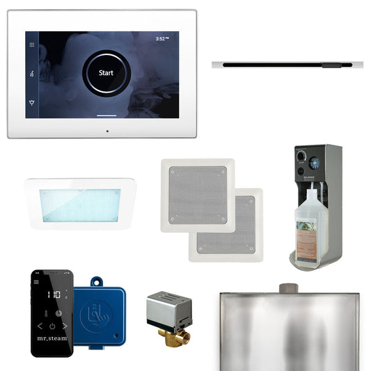 MrSteam XDream Linear 22" Steam Shower Control Package with iSteamX Control and Linear SteamHead in White Polished Chrome
