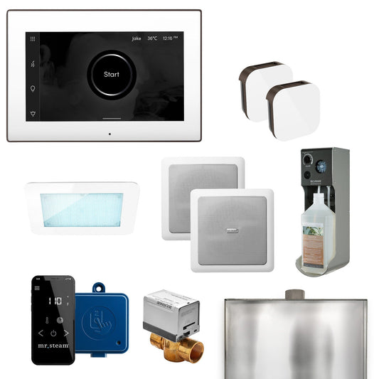 MrSteam XDream Max 36" Programmable Steam Generator Control Kit With iSteamX Control and Aroma Glass Steamhead in White Oil Rubbed Bronze