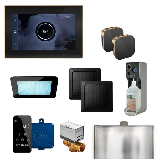 MrSteam XDream Max 36" Steam Shower Control Package with iSteamX Control and Aroma Glass SteamHead in Black Brushed Bronze
