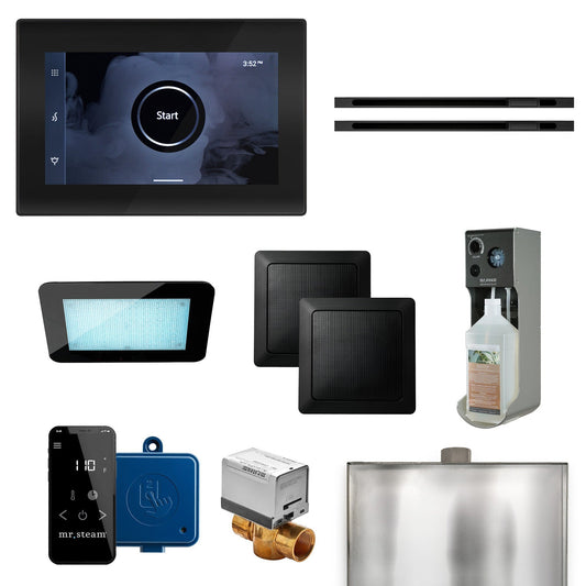 MrSteam XDream Max Linear 24" Steam Shower Control Package with iSteamX Control and Linear SteamHead in Black Matte Black