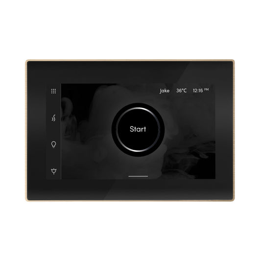 MrSteam iSteamX 12" Steam Shower Control and Aroma Glass SteamHead in Black Brushed Bronze