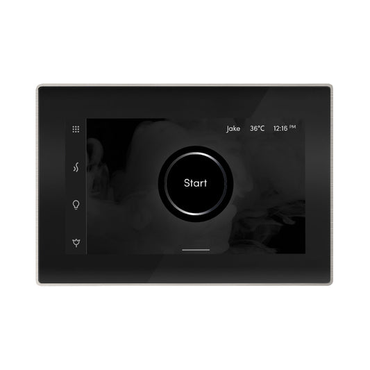 MrSteam iSteamX 12" Steam Shower Control and Aroma Glass SteamHead in Black Brushed Nickel