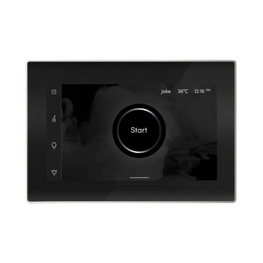 MrSteam iSteamX 12" Steam Shower Control and Aroma Glass SteamHead in Black Polished Nickel