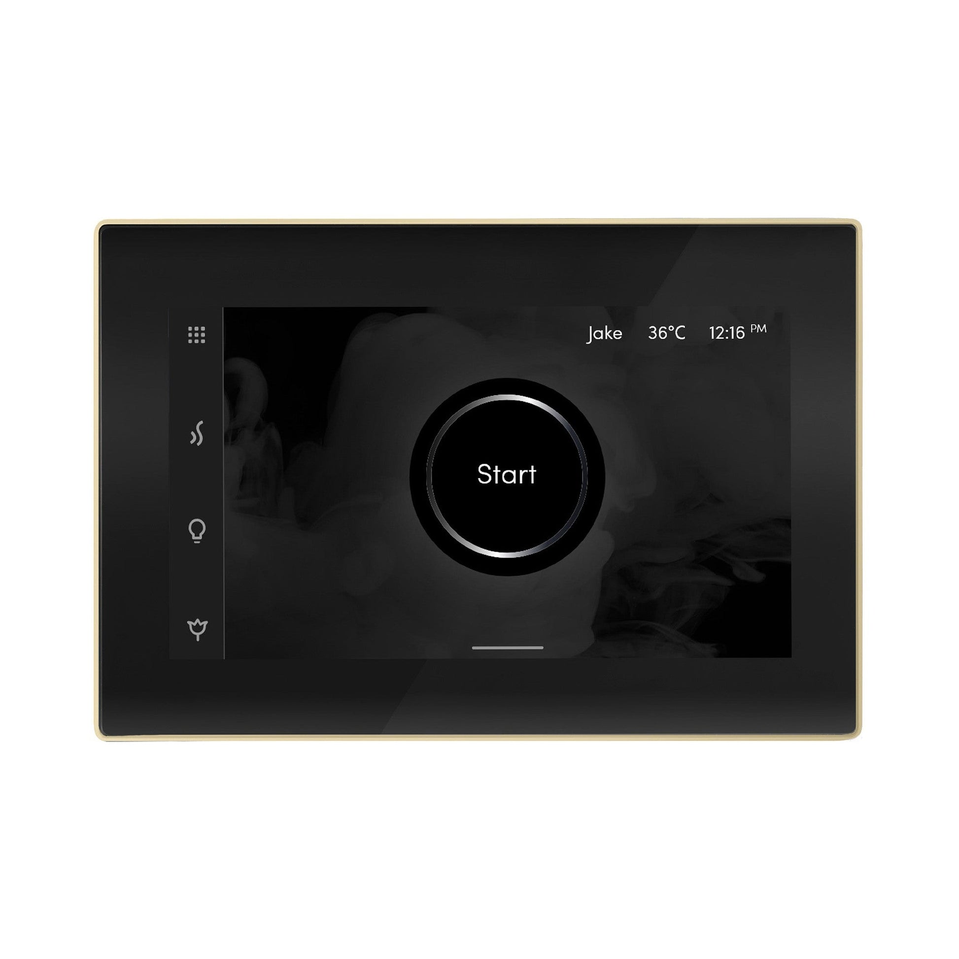 MrSteam iSteamX 12" Steam Shower Control and Aroma Glass SteamHead in Black Satin Brass