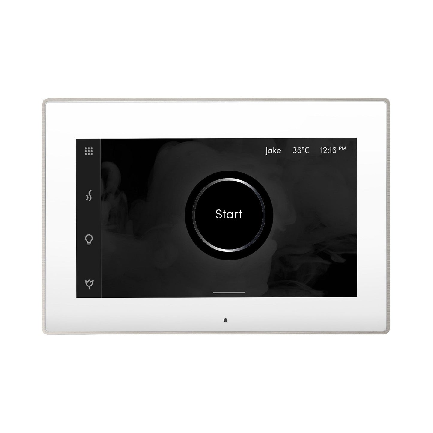 MrSteam iSteamX 12" Steam Shower Control and Aroma Glass SteamHead in White Brushed Nickel
