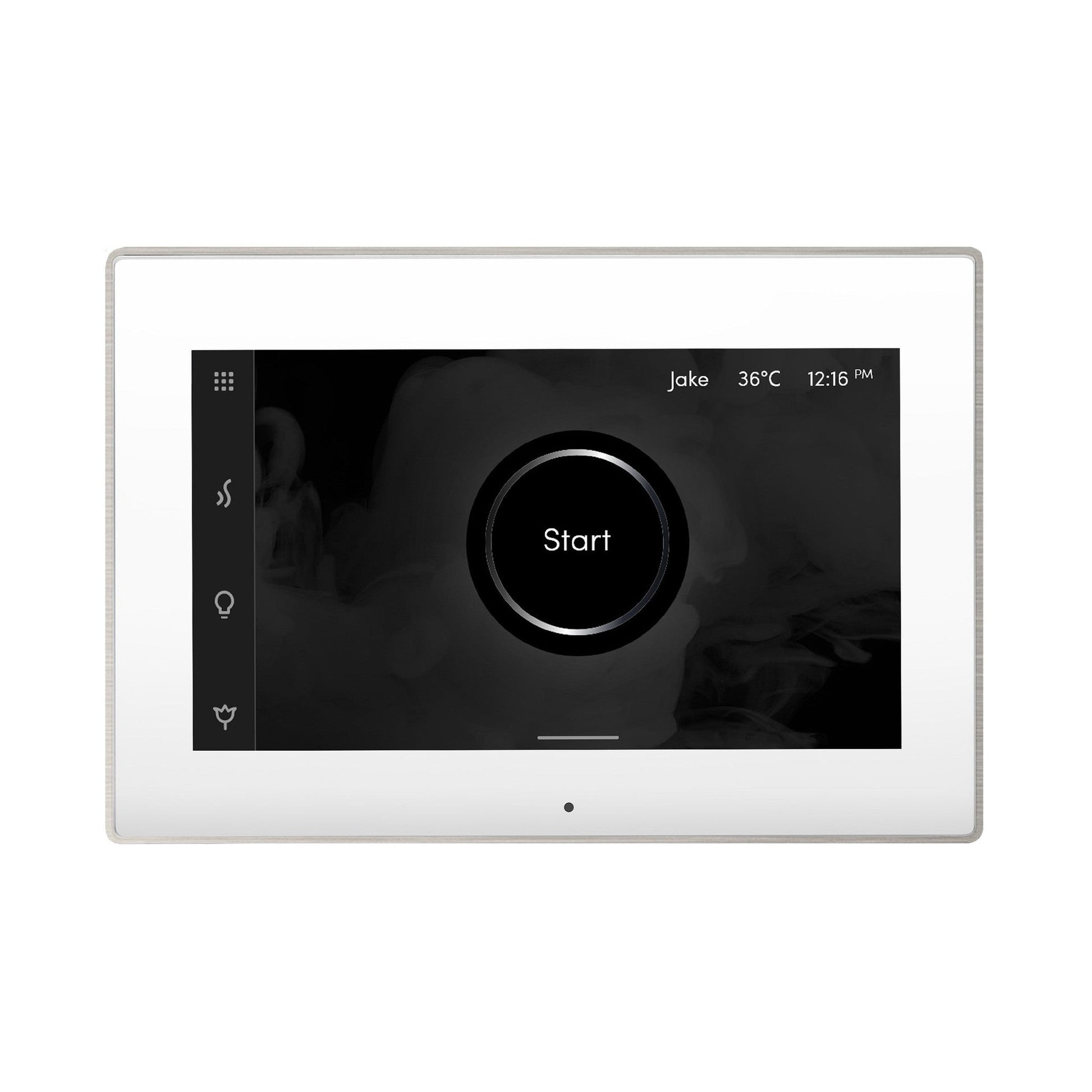 MrSteam iSteamX 12" Steam Shower Control and Aroma Glass SteamHead in White Brushed Nickel