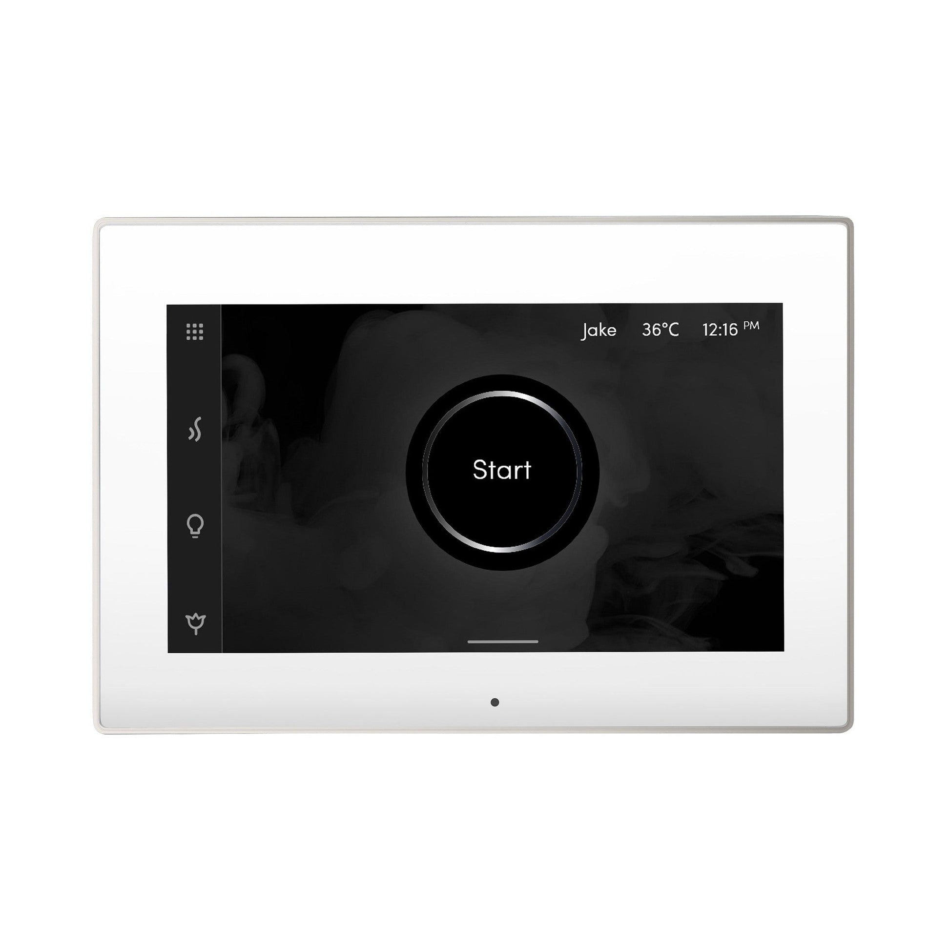 MrSteam iSteamX 12" Steam Shower Control and Aroma Glass SteamHead in White Polished Nickel