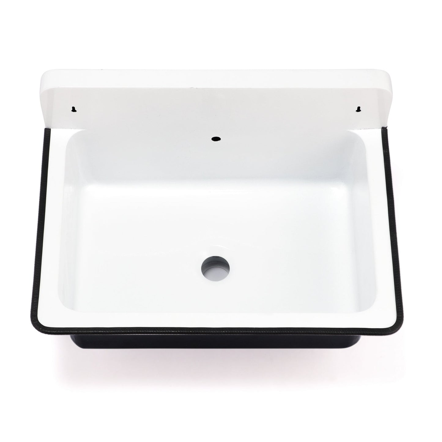 Nantucket Sinks Anchor Collection 20" Irregular Wallmount Powder Coated Black/White Iron Single Bowl Bucket Sink With Overflow