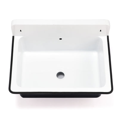 Nantucket Sinks Anchor Collection 20" Irregular Wallmount Powder Coated Black/White Iron Single Bowl Bucket Sink With Overflow