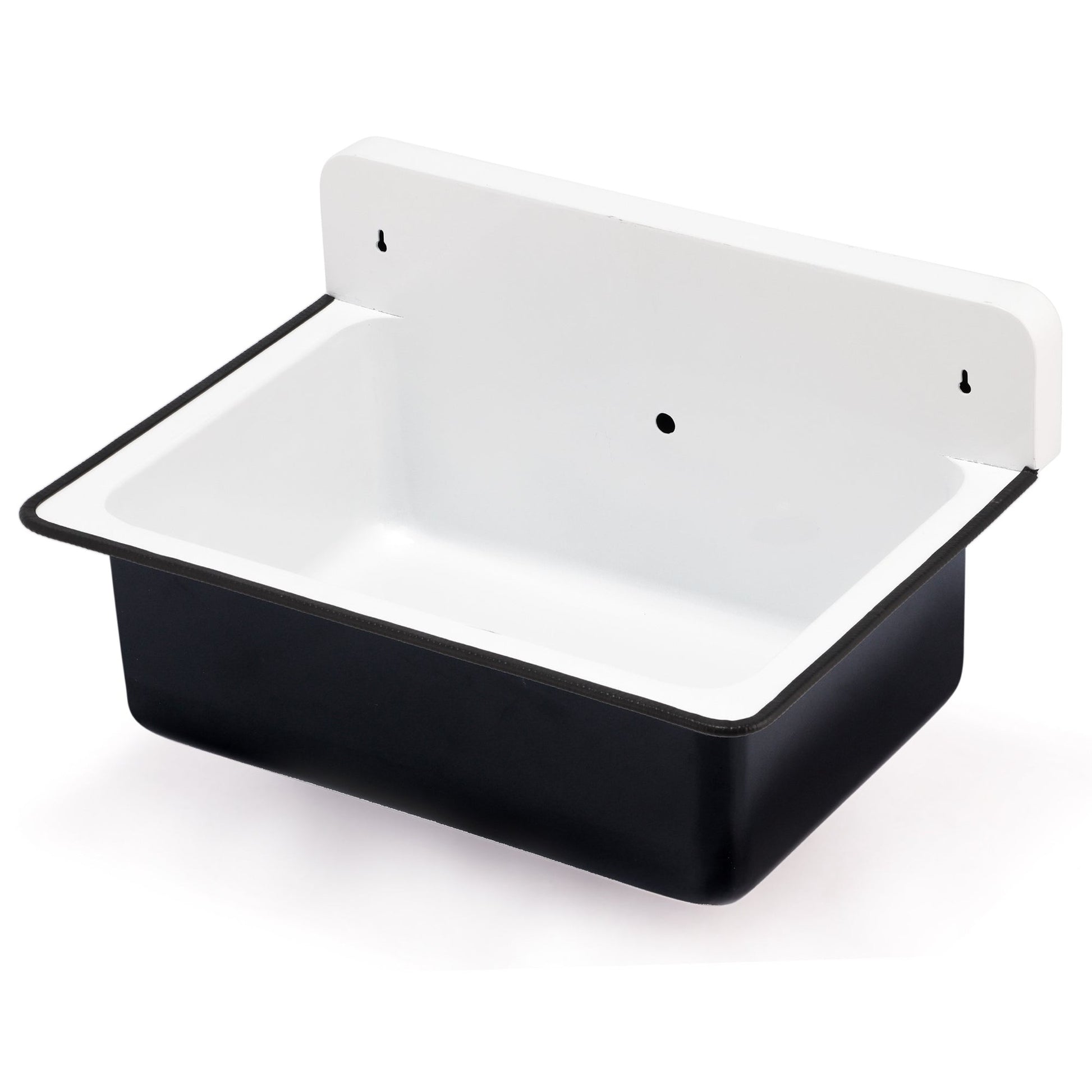 Nantucket Sinks Anchor Collection 20" Irregular Wallmount Powder Coated Black/White Iron Single Bowl Bucket Sink With Overflow
