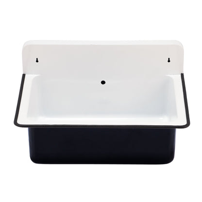 Nantucket Sinks Anchor Collection 20" Irregular Wallmount Powder Coated Black/White Iron Single Bowl Bucket Sink With Overflow