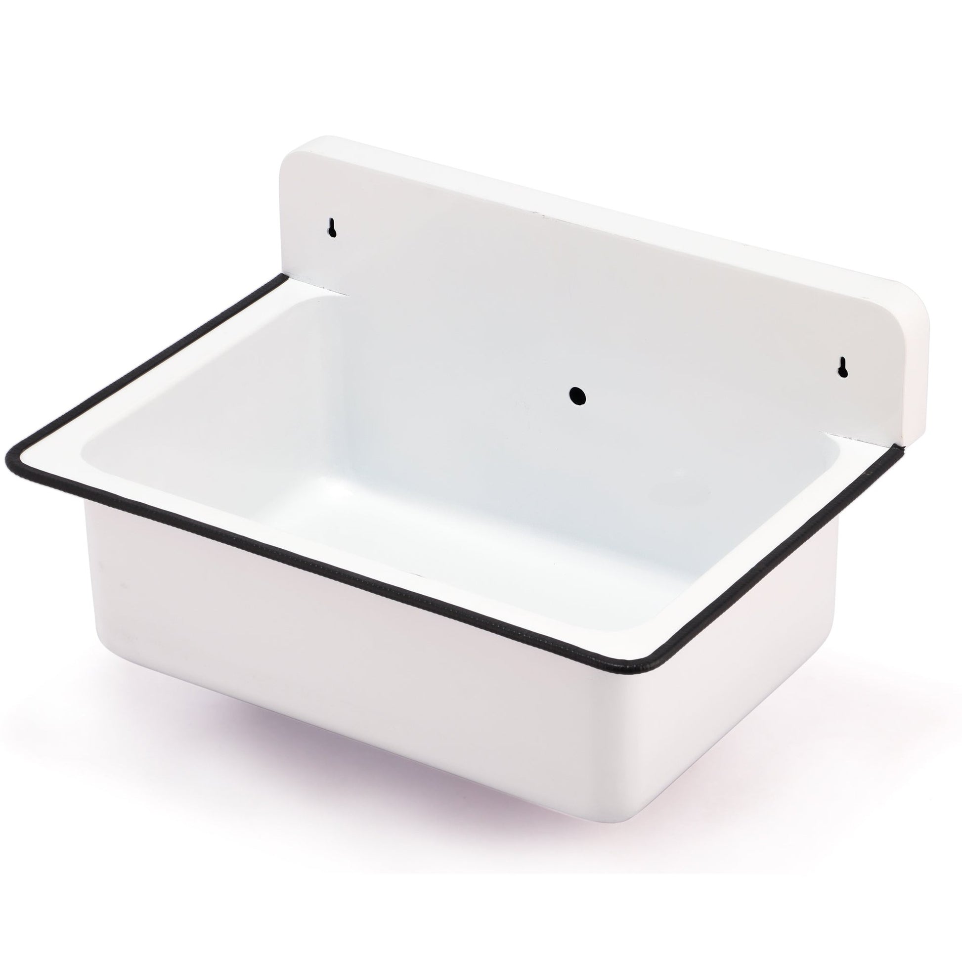 Nantucket Sinks Anchor Collection 20" Irregular Wallmount Powder Coated White/White Iron Single Bowl Bucket Sink With Overflow