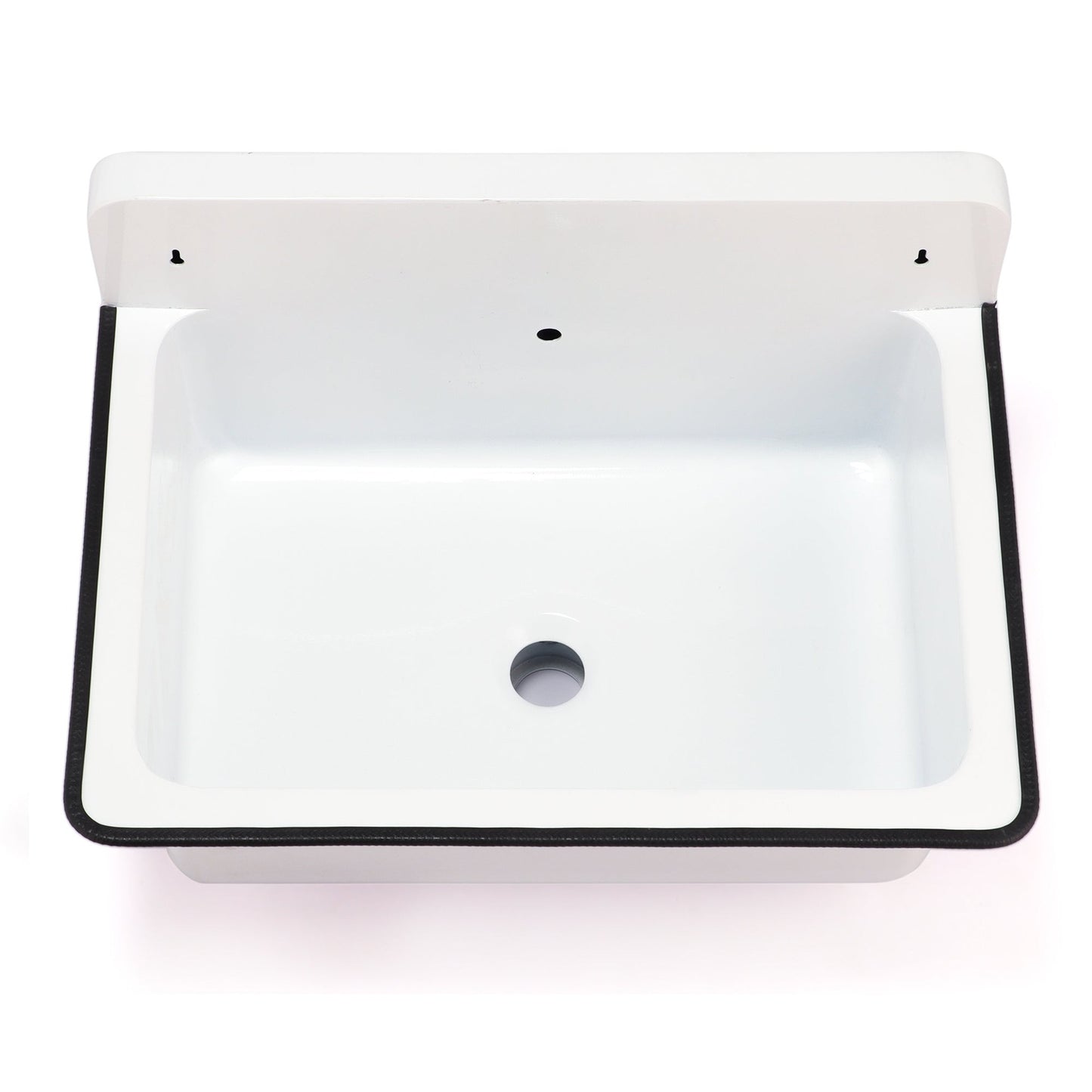 Nantucket Sinks Anchor Collection 20" Irregular Wallmount Powder Coated White/White Iron Single Bowl Bucket Sink With Overflow