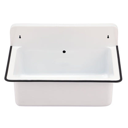 Nantucket Sinks Anchor Collection 20" Irregular Wallmount Powder Coated White/White Iron Single Bowl Bucket Sink With Overflow