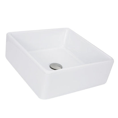 Nantucket Sinks Brant Point 15" W x 15" D Square Porcelain Enamel Glazed White Ceramic Vessel Sink