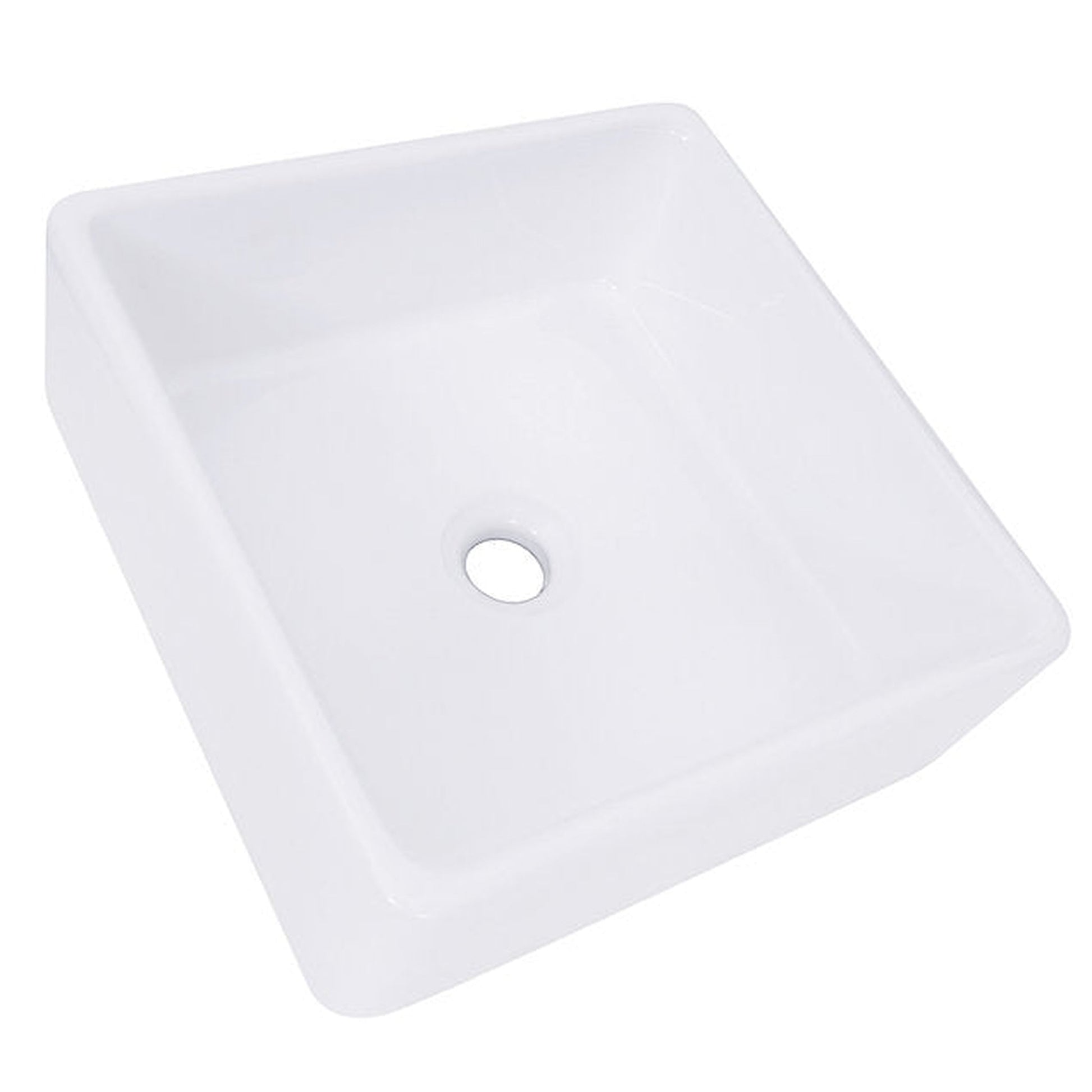 Nantucket Sinks Brant Point 15" W x 15" D Square Porcelain Enamel Glazed White Ceramic Vessel Sink