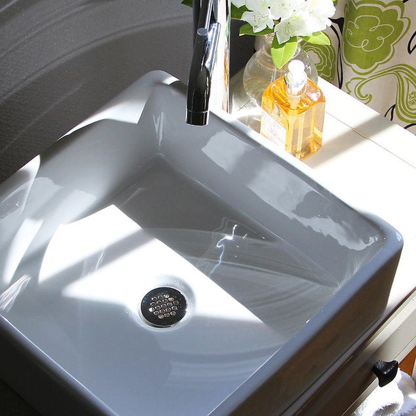 Nantucket Sinks Brant Point 15" W x 15" D Square Porcelain Enamel Glazed White Ceramic Vessel Sink