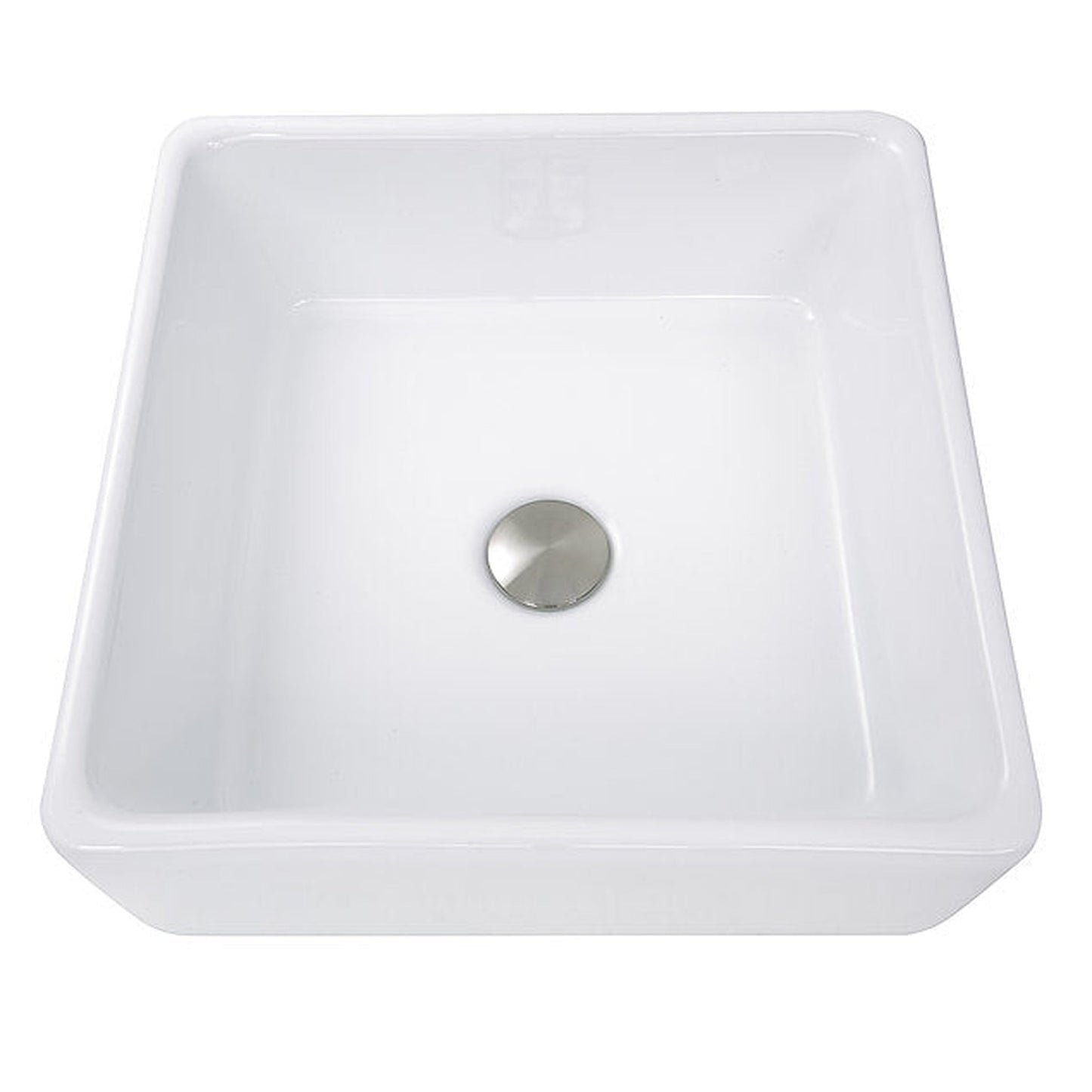 Nantucket Sinks Brant Point 15" W x 15" D Square Porcelain Enamel Glazed White Ceramic Vessel Sink