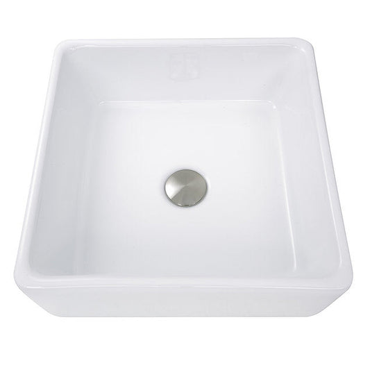 Nantucket Sinks Brant Point 15" W x 15" D Square Porcelain Enamel Glazed White Ceramic Vessel Sink