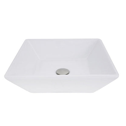 Nantucket Sinks Brant Point 16" W x 16" D Square Porcelain Enamel Glazed Tapered White Ceramic Vessel Sink