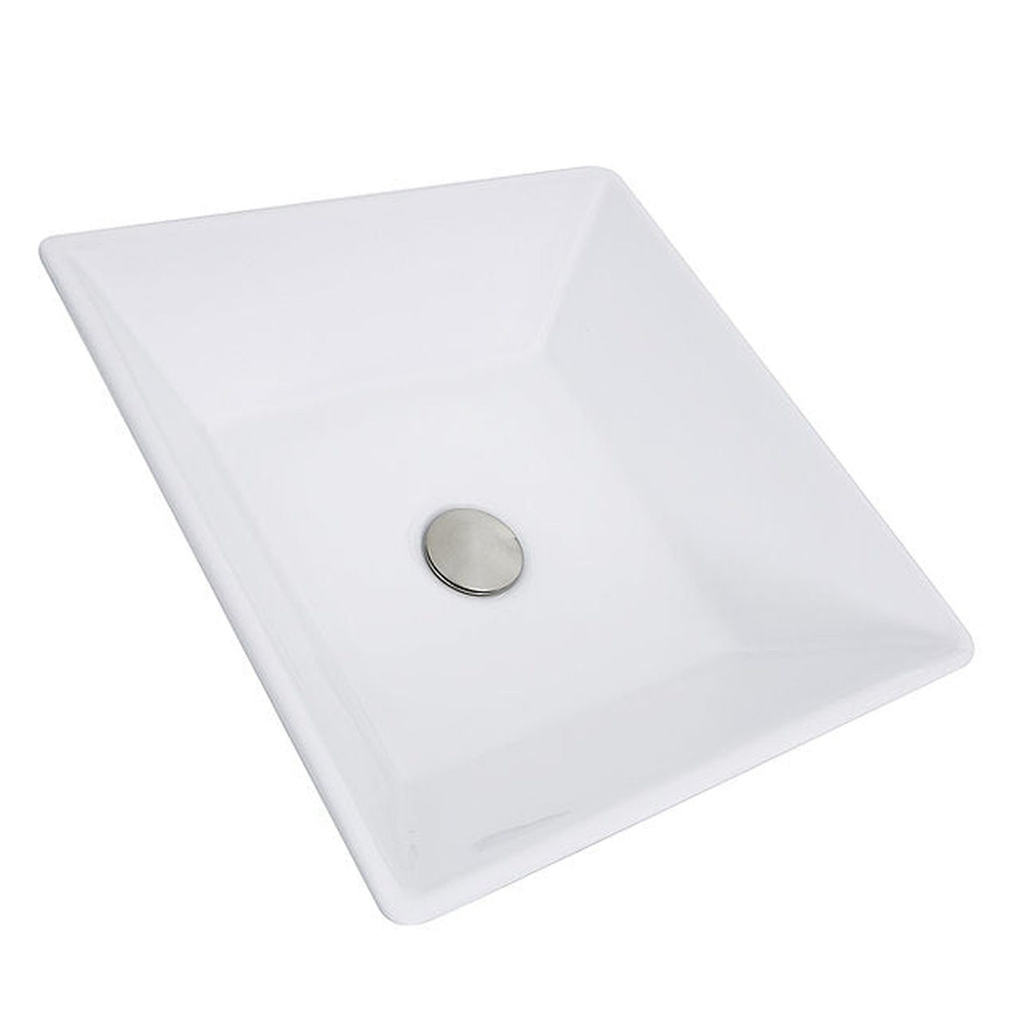 Nantucket Sinks Brant Point 16" W x 16" D Square Porcelain Enamel Glazed Tapered White Ceramic Vessel Sink