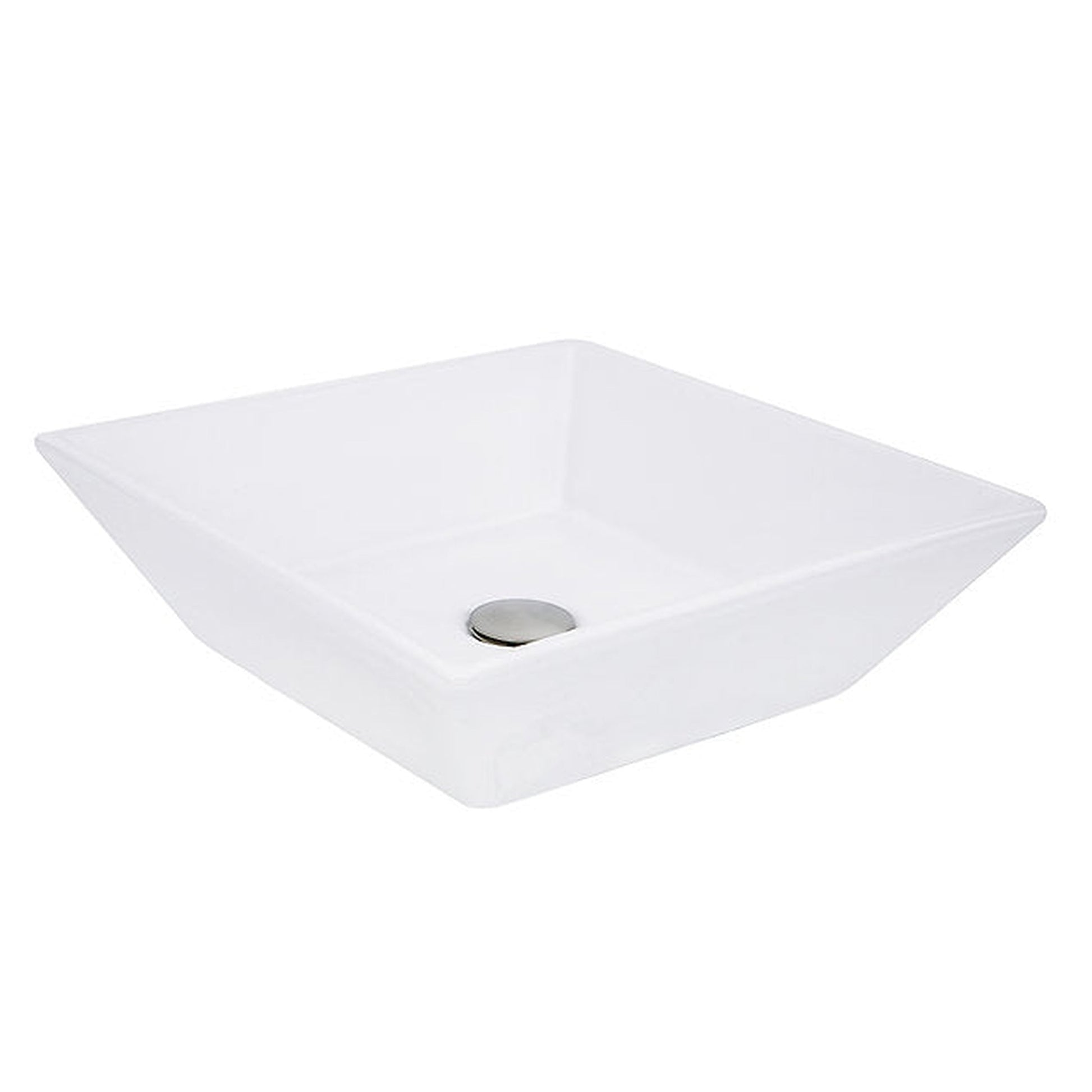 Nantucket Sinks Brant Point 16" W x 16" D Square Porcelain Enamel Glazed Tapered White Ceramic Vessel Sink