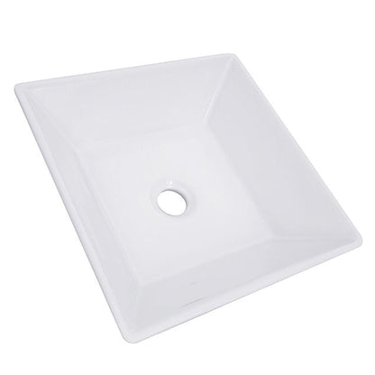 Nantucket Sinks Brant Point 16" W x 16" D Square Porcelain Enamel Glazed Tapered White Ceramic Vessel Sink