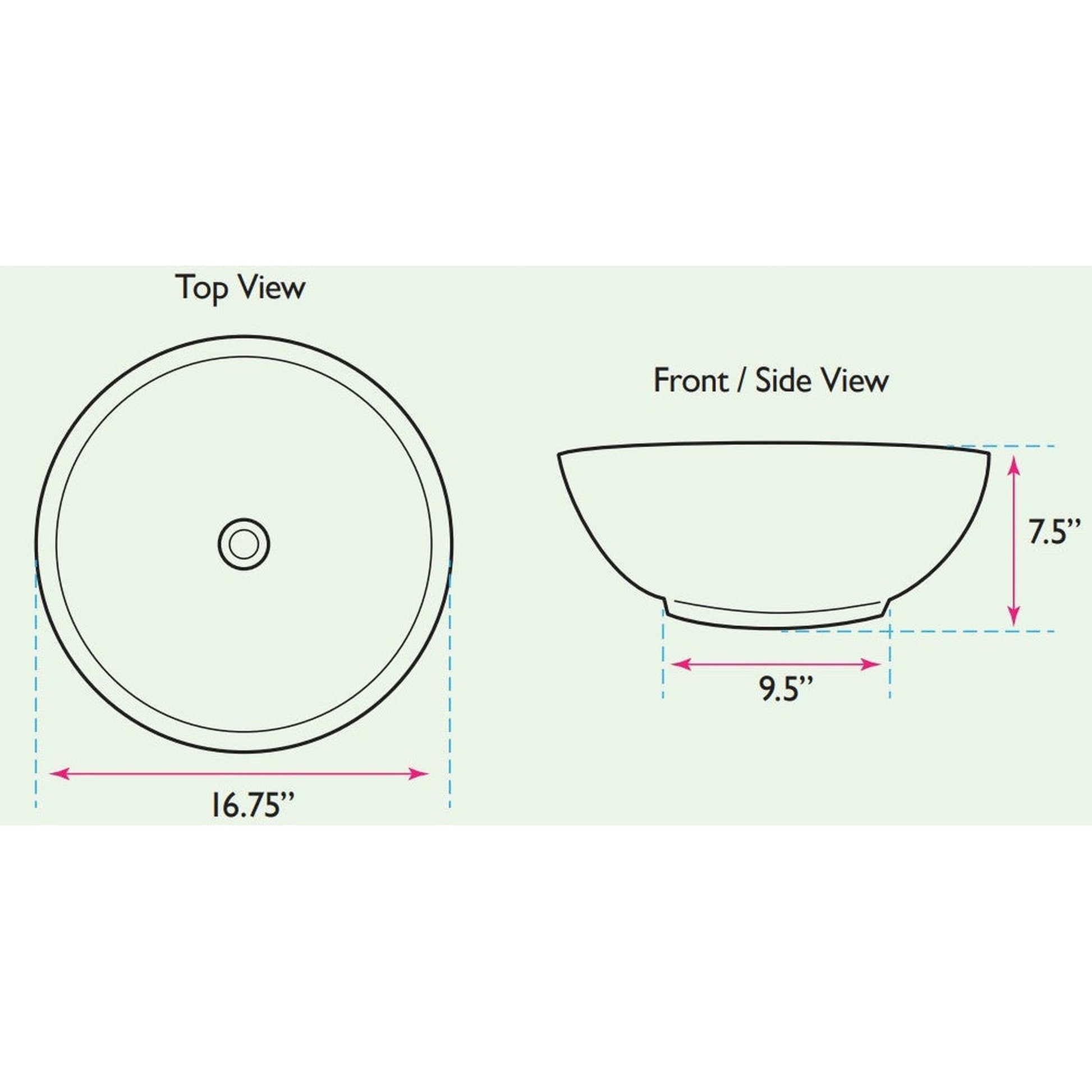 Nantucket Sinks Brant Point 17" Round Curved Porcelain Enamel Glazed White Ceramic Vessel Sink With Overflow