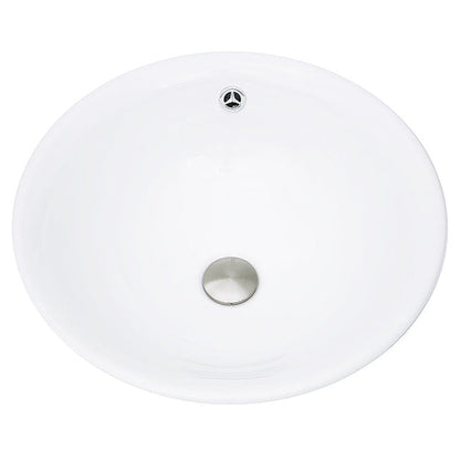 Nantucket Sinks Brant Point 17" Round Curved Porcelain Enamel Glazed White Ceramic Vessel Sink With Overflow