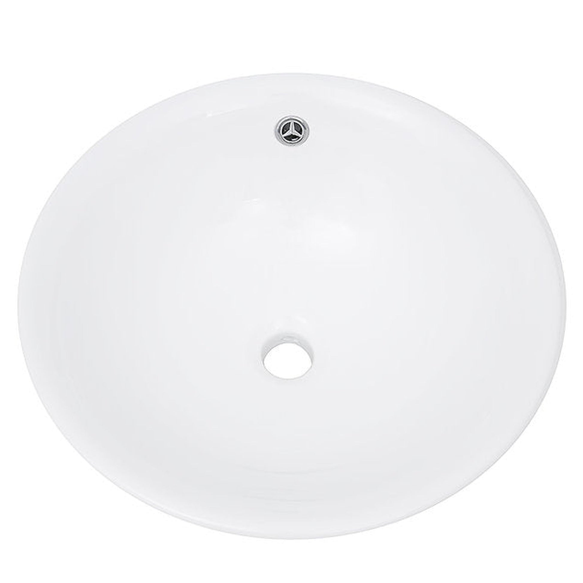 Nantucket Sinks Brant Point 17" Round Curved Porcelain Enamel Glazed White Ceramic Vessel Sink With Overflow