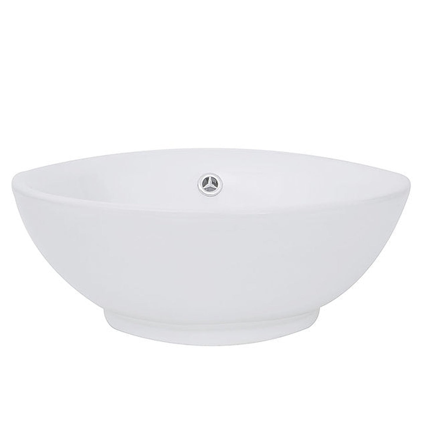 Nantucket Sinks Brant Point 17" Round Curved Porcelain Enamel Glazed White Ceramic Vessel Sink With Overflow