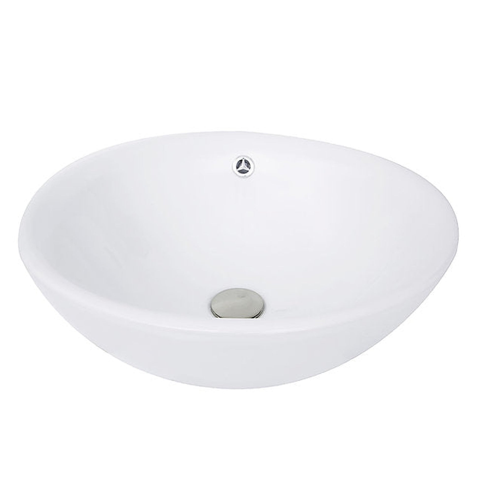 Nantucket Sinks Brant Point 17" Round Curved Porcelain Enamel Glazed White Ceramic Vessel Sink With Overflow