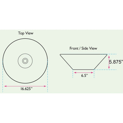 Nantucket Sinks Brant Point 17" Round Low-Profile Porcelain Enamel Glazed White Ceramic Vessel Sink