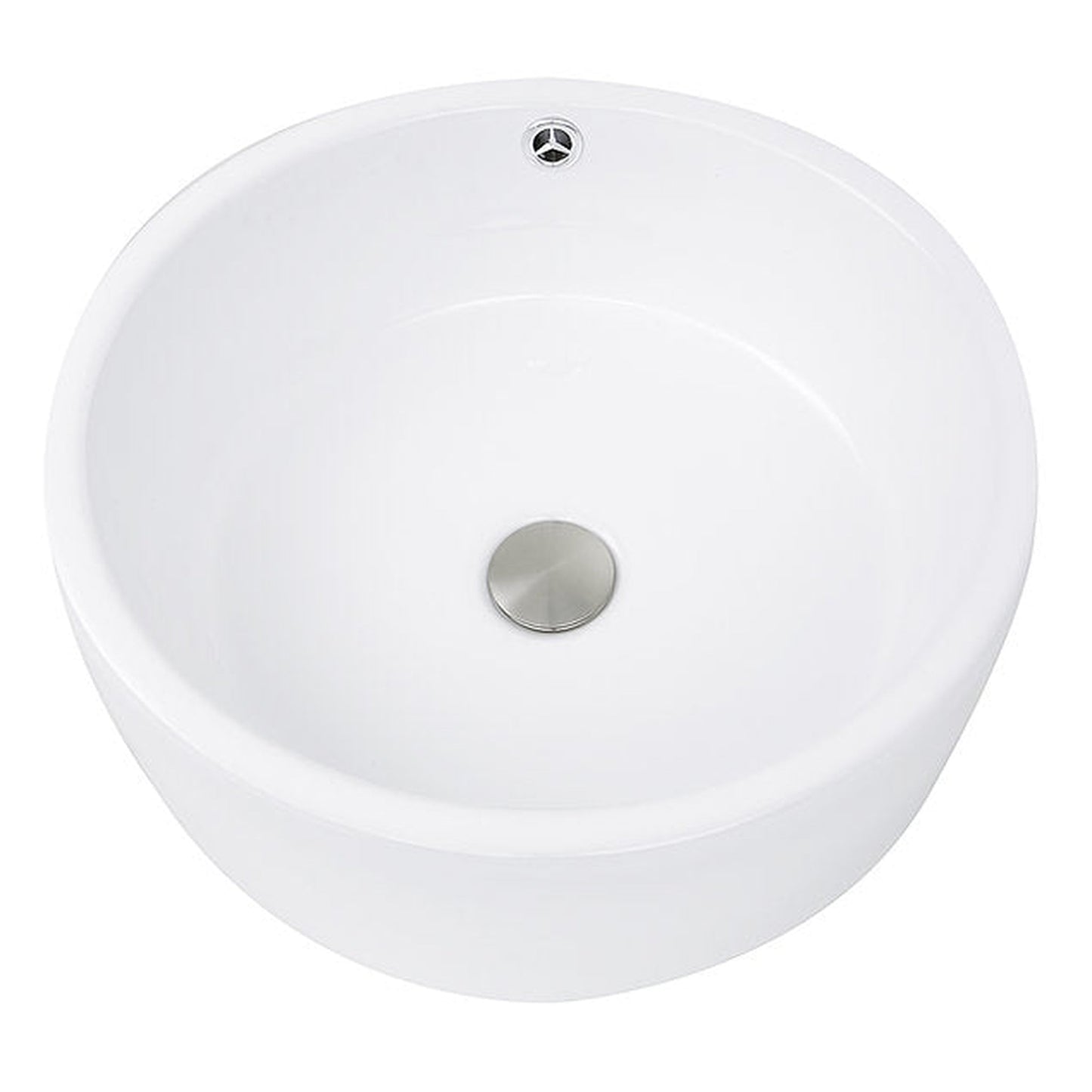 Nantucket Sinks Brant Point 17" Round Porcelain Enamel Glazed White Ceramic Vessel Sink With Overflow