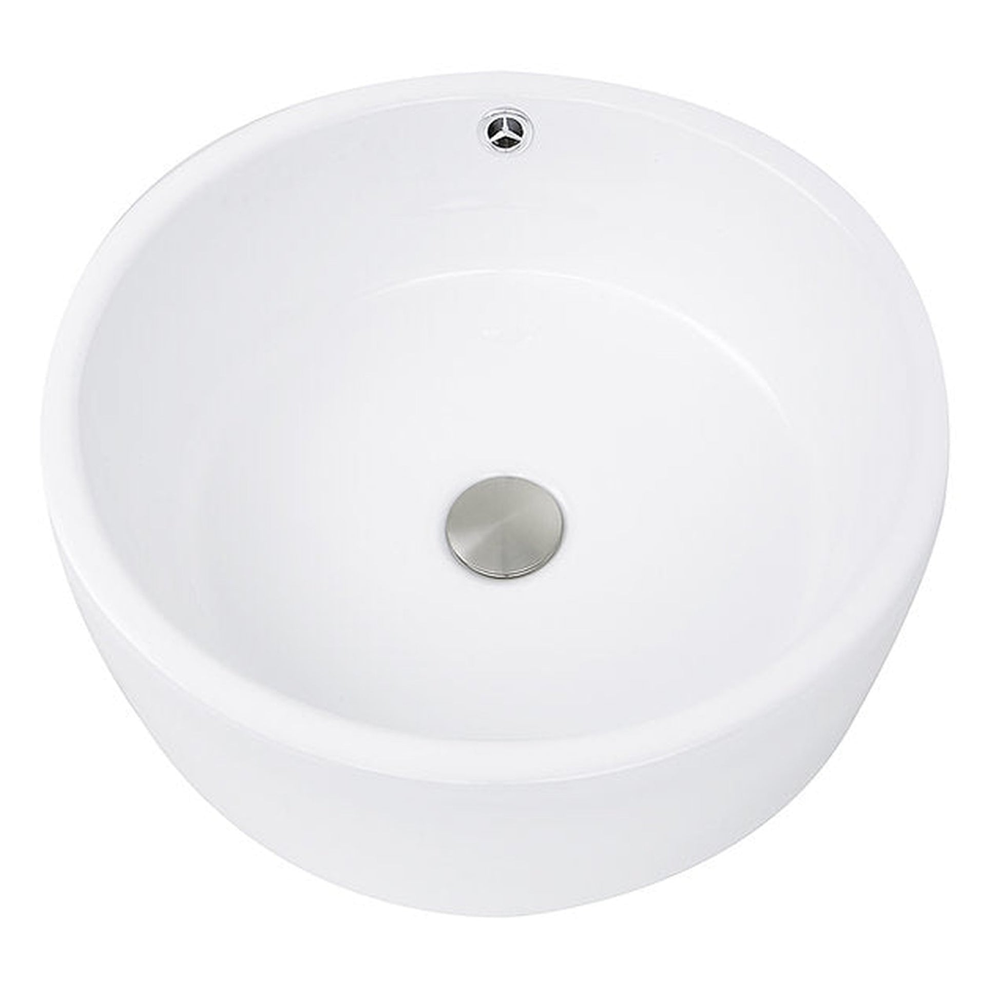 Nantucket Sinks Brant Point 17" Round Porcelain Enamel Glazed White Ceramic Vessel Sink With Overflow