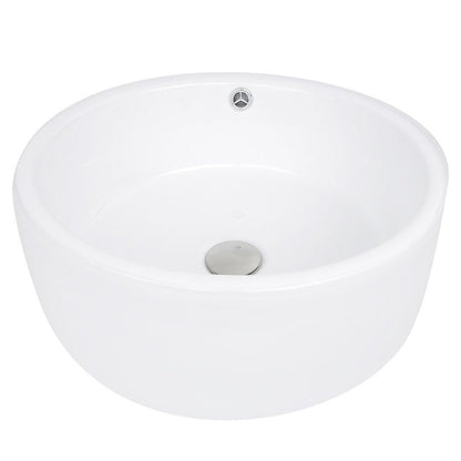 Nantucket Sinks Brant Point 17" Round Porcelain Enamel Glazed White Ceramic Vessel Sink With Overflow