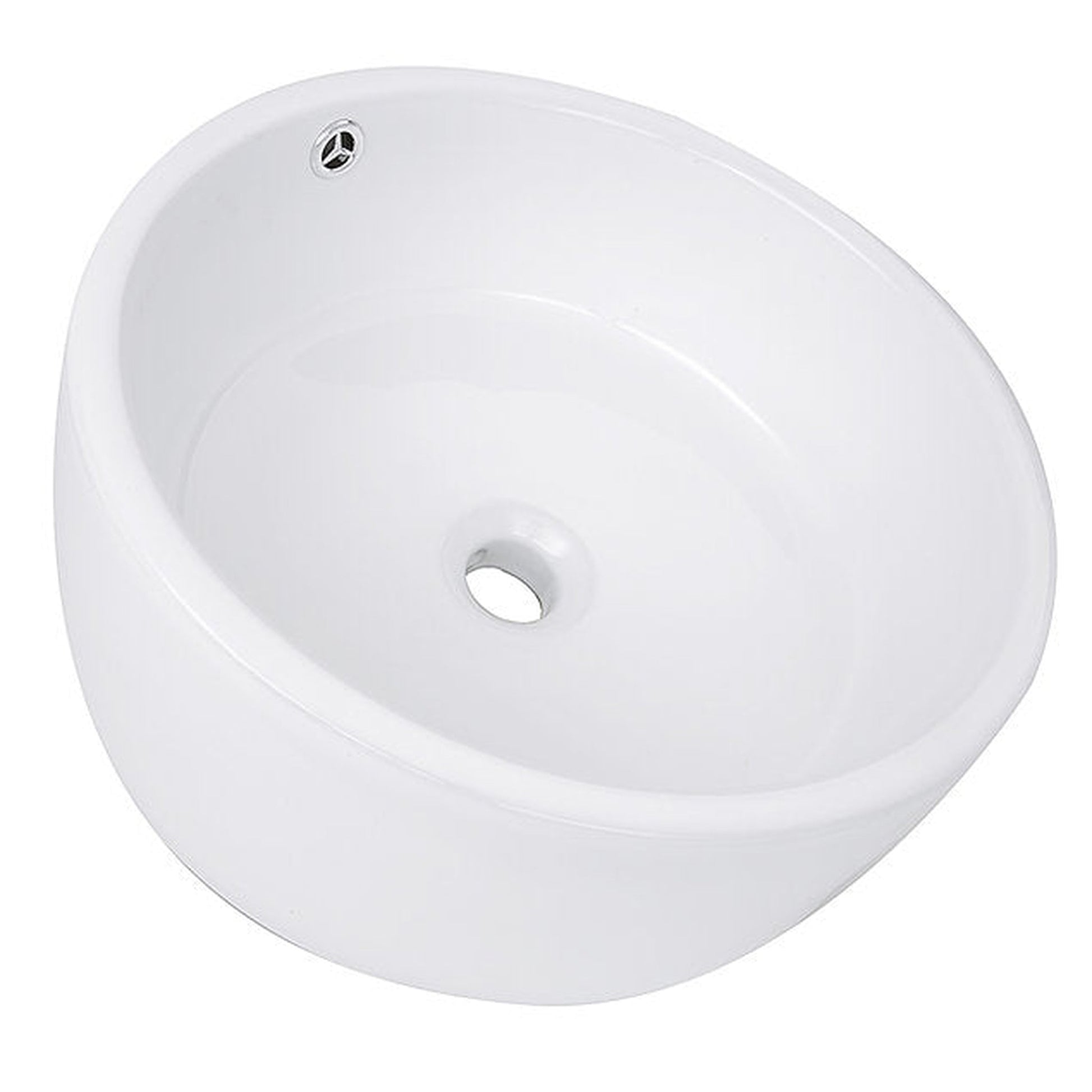 Nantucket Sinks Brant Point 17" Round Porcelain Enamel Glazed White Ceramic Vessel Sink With Overflow